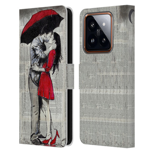LouiJoverArt Red Ink A New Kiss 2 Leather Book Wallet Case Cover For Xiaomi 14
