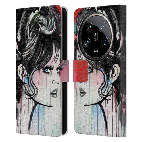LouiJoverArt Red Ink God Created Woman Leather Book Wallet Case Cover For Xiaomi 14 Ultra