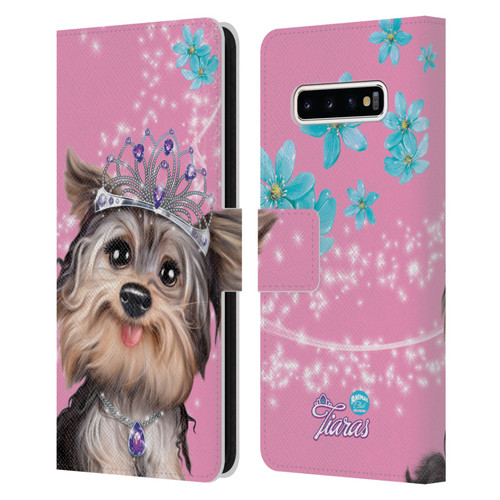 Animal Club International Royal Faces Yorkie Leather Book Wallet Case Cover For Samsung Galaxy S10+ / S10 Plus