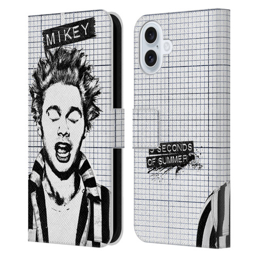 5 Seconds of Summer Solos Grained Mikey Leather Book Wallet Case Cover For Apple iPhone 16 Plus