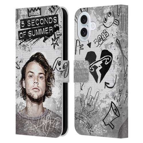 5 Seconds of Summer Solos Vandal Ashton Leather Book Wallet Case Cover For Apple iPhone 16 Plus