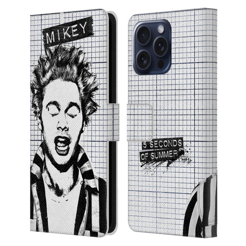 5 Seconds of Summer Solos Grained Mikey Leather Book Wallet Case Cover For Apple iPhone 16 Pro Max