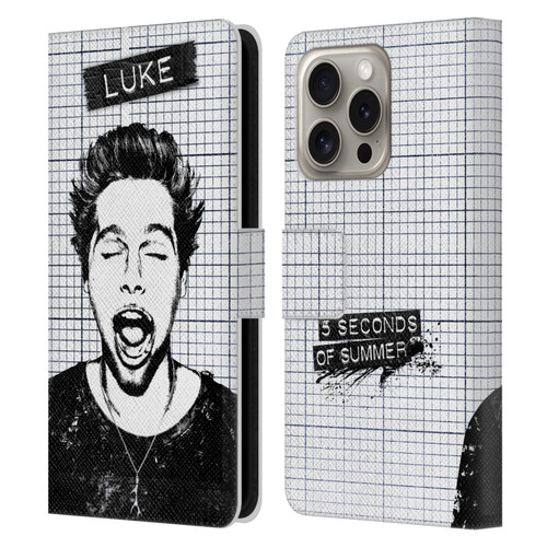 5 Seconds of Summer Solos Grained Luke Leather Book Wallet Case Cover For Apple iPhone 16 Pro