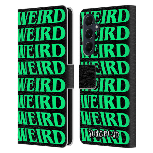 Yungblud Graphics Weird! Text Leather Book Wallet Case Cover For Samsung Galaxy A55 5G