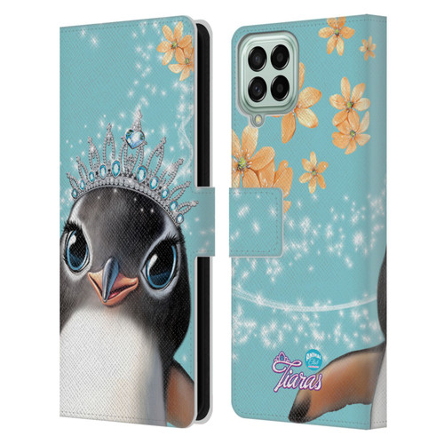 Animal Club International Royal Faces Penguin Leather Book Wallet Case Cover For Samsung Galaxy M53 (2022)