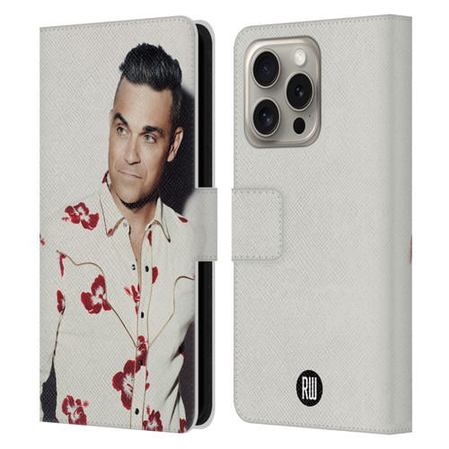 Robbie Williams Calendar Floral Shirt Leather Book Wallet Case Cover For Apple iPhone 16 Pro