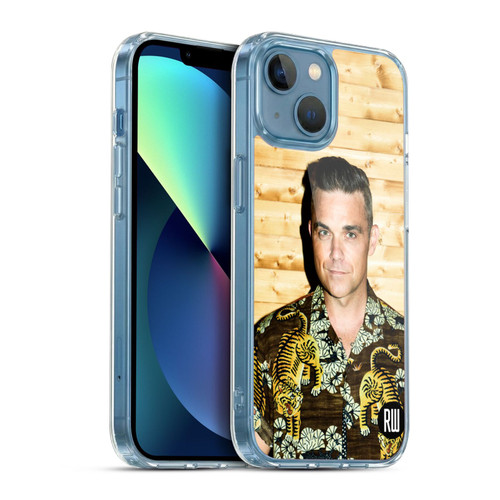 Robbie Williams Calendar Tiger Print Shirt Soft Gel Case for Apple iPhone 13 Mini & MagSafe