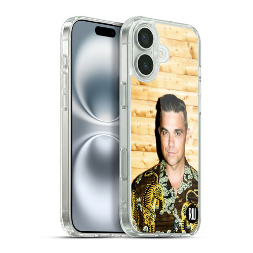 Robbie Williams Calendar Tiger Print Shirt Soft Gel Case for Apple iPhone 16 Plus & MagSafe