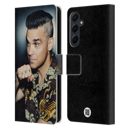 Robbie Williams Calendar Love Tattoo Leather Book Wallet Case Cover For Samsung Galaxy A55 5G