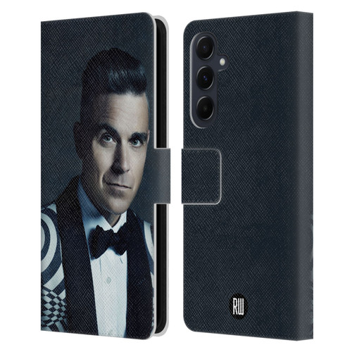 Robbie Williams Calendar Printed Tux Leather Book Wallet Case Cover For Samsung Galaxy A55 5G