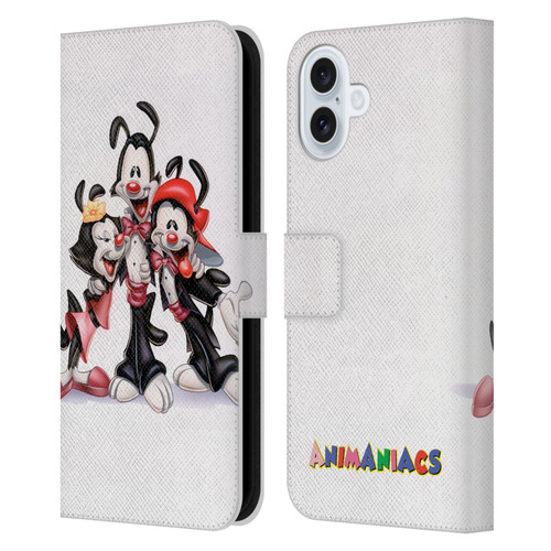 Animaniacs Graphics Formal Leather Book Wallet Case Cover For Apple iPhone 16 Plus