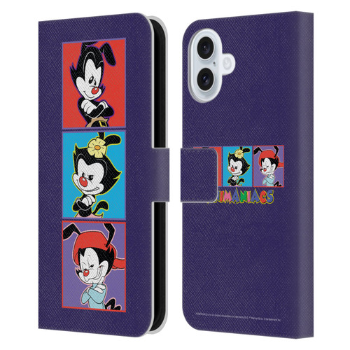Animaniacs Graphics Tiles Leather Book Wallet Case Cover For Apple iPhone 16 Plus