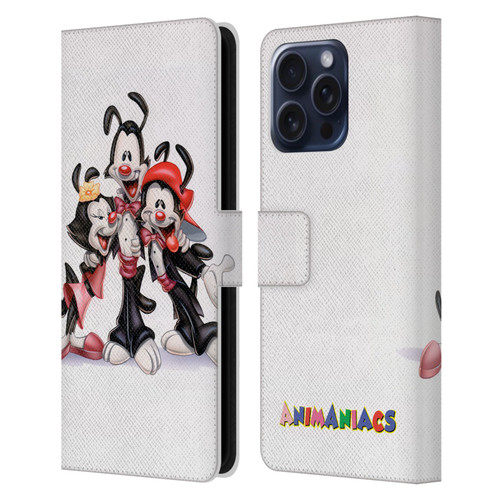 Animaniacs Graphics Formal Leather Book Wallet Case Cover For Apple iPhone 16 Pro Max