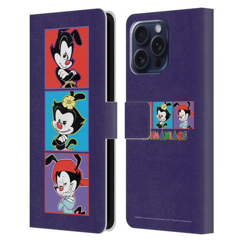 Animaniacs Graphics Tiles Leather Book Wallet Case Cover For Apple iPhone 16 Pro Max