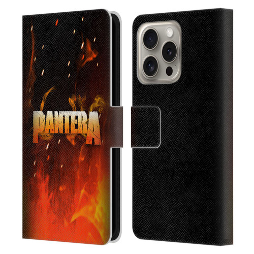Pantera Art Fire Leather Book Wallet Case Cover For Apple iPhone 16 Pro