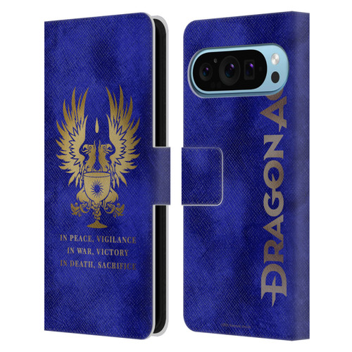 EA Bioware Dragon Age Heraldry Grey Wardens Gold Leather Book Wallet Case Cover For Google Pixel 9 / Pixel 9 Pro