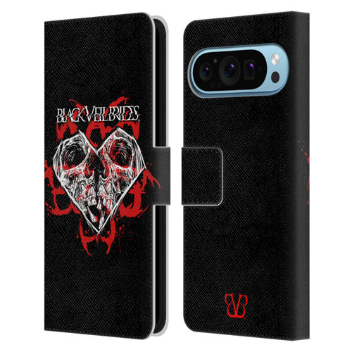 Black Veil Brides Band Art Skull Heart Leather Book Wallet Case Cover For Google Pixel 9 / Pixel 9 Pro