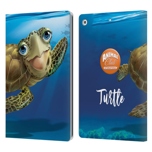 Animal Club International Underwater Sea Turtle Leather Book Wallet Case Cover For Apple iPad 10.2 2019/2020/2021