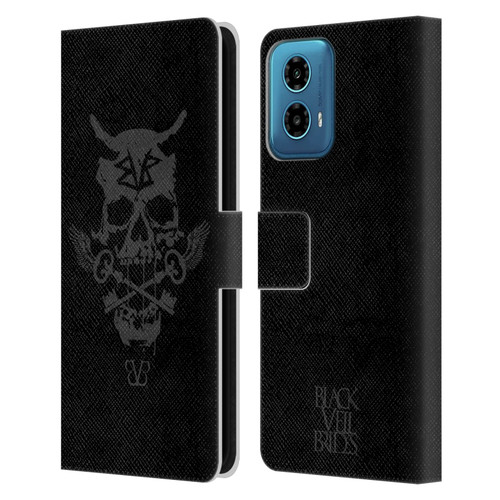 Black Veil Brides Band Art Skull Keys Leather Book Wallet Case Cover For Motorola Moto G34 5G