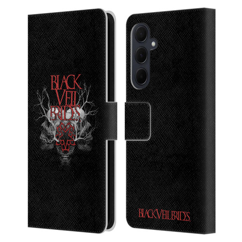 Black Veil Brides Band Art Skull Branches Leather Book Wallet Case Cover For Samsung Galaxy A35 5G