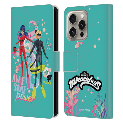Miraculous Tales of Ladybug & Cat Noir Aqua Ladybug Awesome Power Leather Book Wallet Case Cover For Apple iPhone 16 Pro