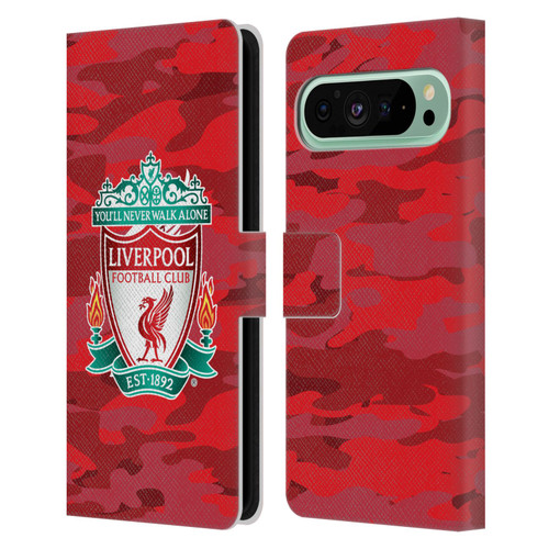 Liverpool Football Club Camou Home Colourways Crest Leather Book Wallet Case Cover For Google Pixel 9 Pro XL