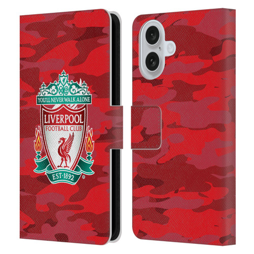 Liverpool Football Club Camou Home Colourways Crest Leather Book Wallet Case Cover For Apple iPhone 16