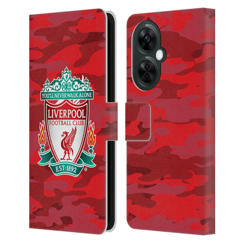 Liverpool Football Club Camou Home Colourways Crest Leather Book Wallet Case Cover For OnePlus Nord CE 3 Lite 5G