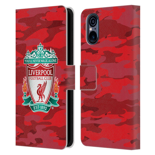 Liverpool Football Club Camou Home Colourways Crest Leather Book Wallet Case Cover For Sony Xperia 5 V 5G