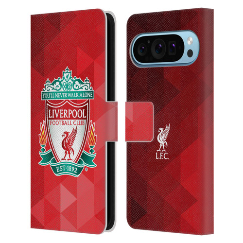 Liverpool Football Club Crest 1 Red Geometric 1 Leather Book Wallet Case Cover For Google Pixel 9 / Pixel 9 Pro