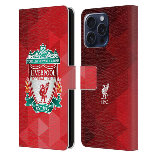 Liverpool Football Club Crest 1 Red Geometric 1 Leather Book Wallet Case Cover For Apple iPhone 16 Pro Max