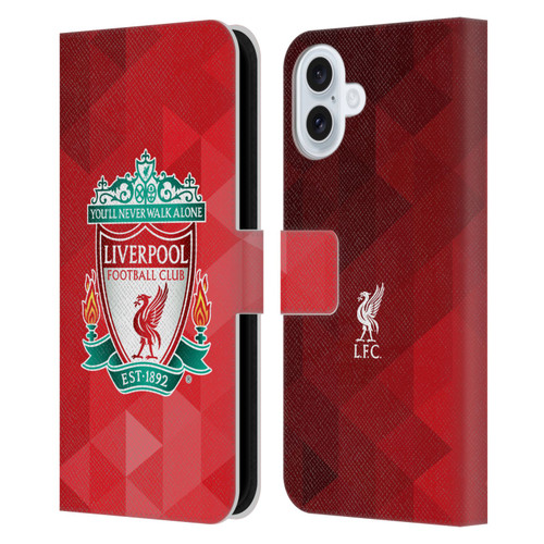 Liverpool Football Club Crest 1 Red Geometric 1 Leather Book Wallet Case Cover For Apple iPhone 16 Plus