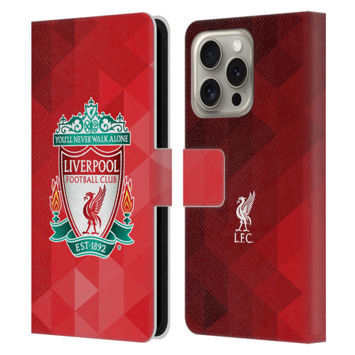 Liverpool Football Club Crest 1 Red Geometric 1 Leather Book Wallet Case Cover For Apple iPhone 16 Pro