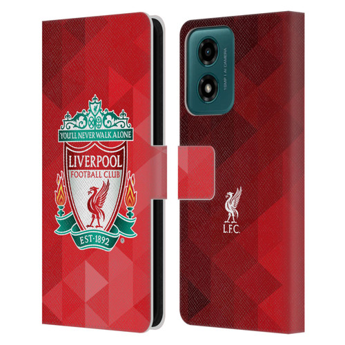 Liverpool Football Club Crest 1 Red Geometric 1 Leather Book Wallet Case Cover For Motorola Moto G04/G04s/G24 4G