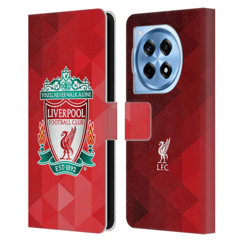 Liverpool Football Club Crest 1 Red Geometric 1 Leather Book Wallet Case Cover For OnePlus 12R