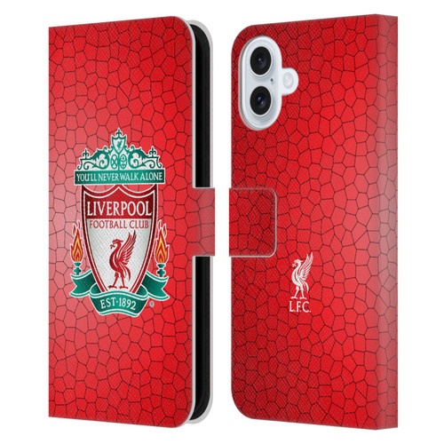 Liverpool Football Club Crest 2 Red Pixel 1 Leather Book Wallet Case Cover For Apple iPhone 16 Plus