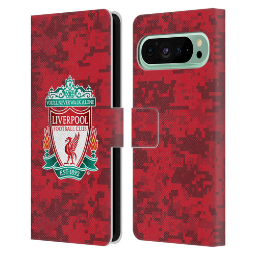 Liverpool Football Club Digital Camouflage Home Red Crest Leather Book Wallet Case Cover For Google Pixel 9 Pro XL