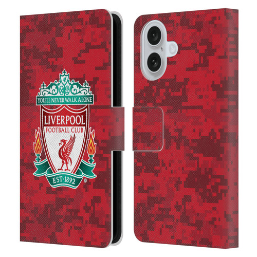 Liverpool Football Club Digital Camouflage Home Red Crest Leather Book Wallet Case Cover For Apple iPhone 16