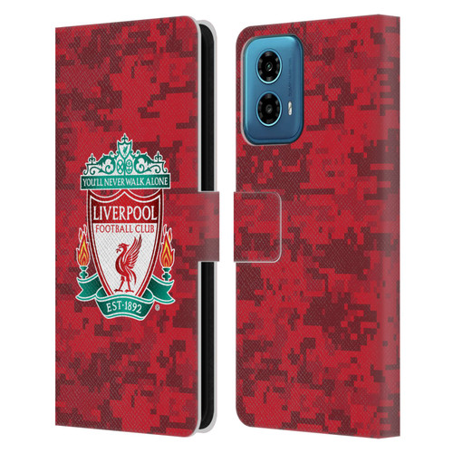 Liverpool Football Club Digital Camouflage Home Red Crest Leather Book Wallet Case Cover For Motorola Moto G34 5G