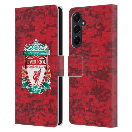 Liverpool Football Club Digital Camouflage Home Red Crest Leather Book Wallet Case Cover For Samsung Galaxy A55 5G