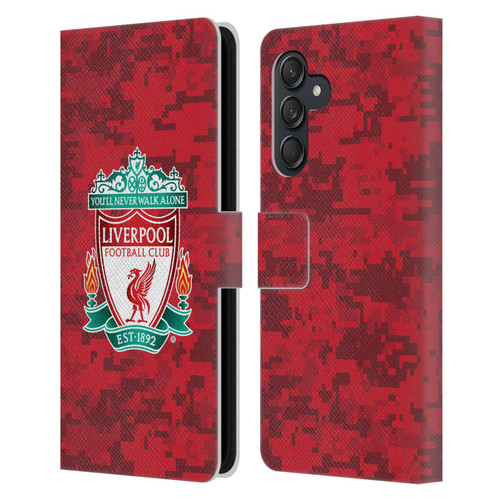 Liverpool Football Club Digital Camouflage Home Red Crest Leather Book Wallet Case Cover For Samsung Galaxy M55 5G