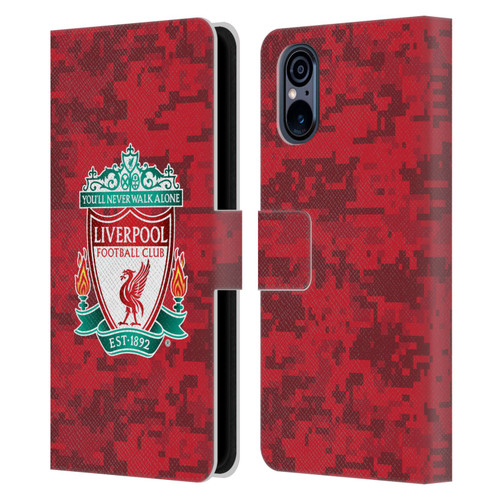 Liverpool Football Club Digital Camouflage Home Red Crest Leather Book Wallet Case Cover For Sony Xperia 5 V 5G