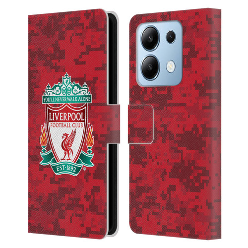 Liverpool Football Club Digital Camouflage Home Red Crest Leather Book Wallet Case Cover For Xiaomi Redmi Note 13/13 Pro 5G