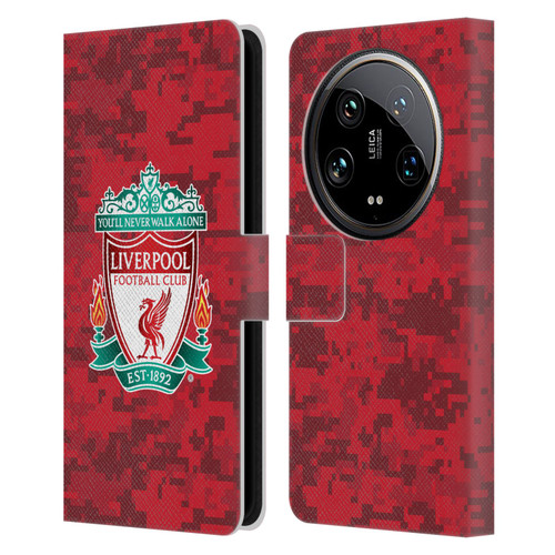 Liverpool Football Club Digital Camouflage Home Red Crest Leather Book Wallet Case Cover For Xiaomi 14 Ultra