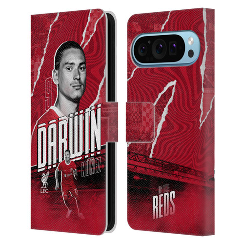 Liverpool Football Club 2023/24 First Team Darwin Núñez Leather Book Wallet Case Cover For Google Pixel 9 / Pixel 9 Pro