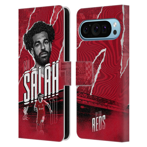 Liverpool Football Club 2023/24 First Team Mohamed Salah Leather Book Wallet Case Cover For Google Pixel 9 / Pixel 9 Pro