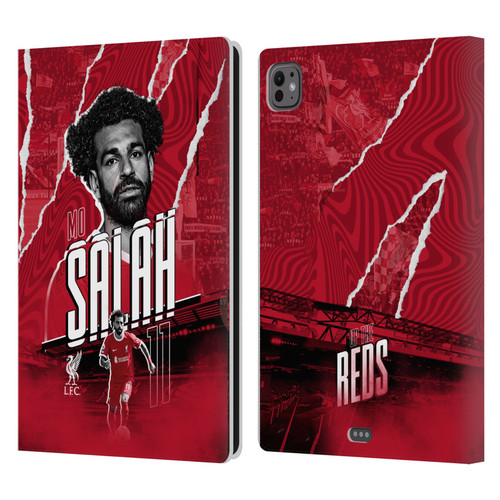 Liverpool Football Club 2023/24 First Team Mohamed Salah Leather Book Wallet Case Cover For Apple iPad Pro 11 M4 2024