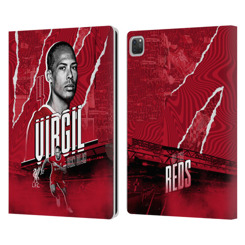 Liverpool Football Club 2023/24 First Team Virgil van Dijk Leather Book Wallet Case Cover For Apple iPad Pro 13 M4 2024