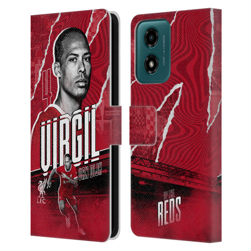 Liverpool Football Club 2023/24 First Team Virgil van Dijk Leather Book Wallet Case Cover For Motorola Moto G04/G04s/G24 4G