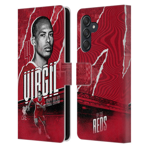 Liverpool Football Club 2023/24 First Team Virgil van Dijk Leather Book Wallet Case Cover For Samsung Galaxy M55 5G